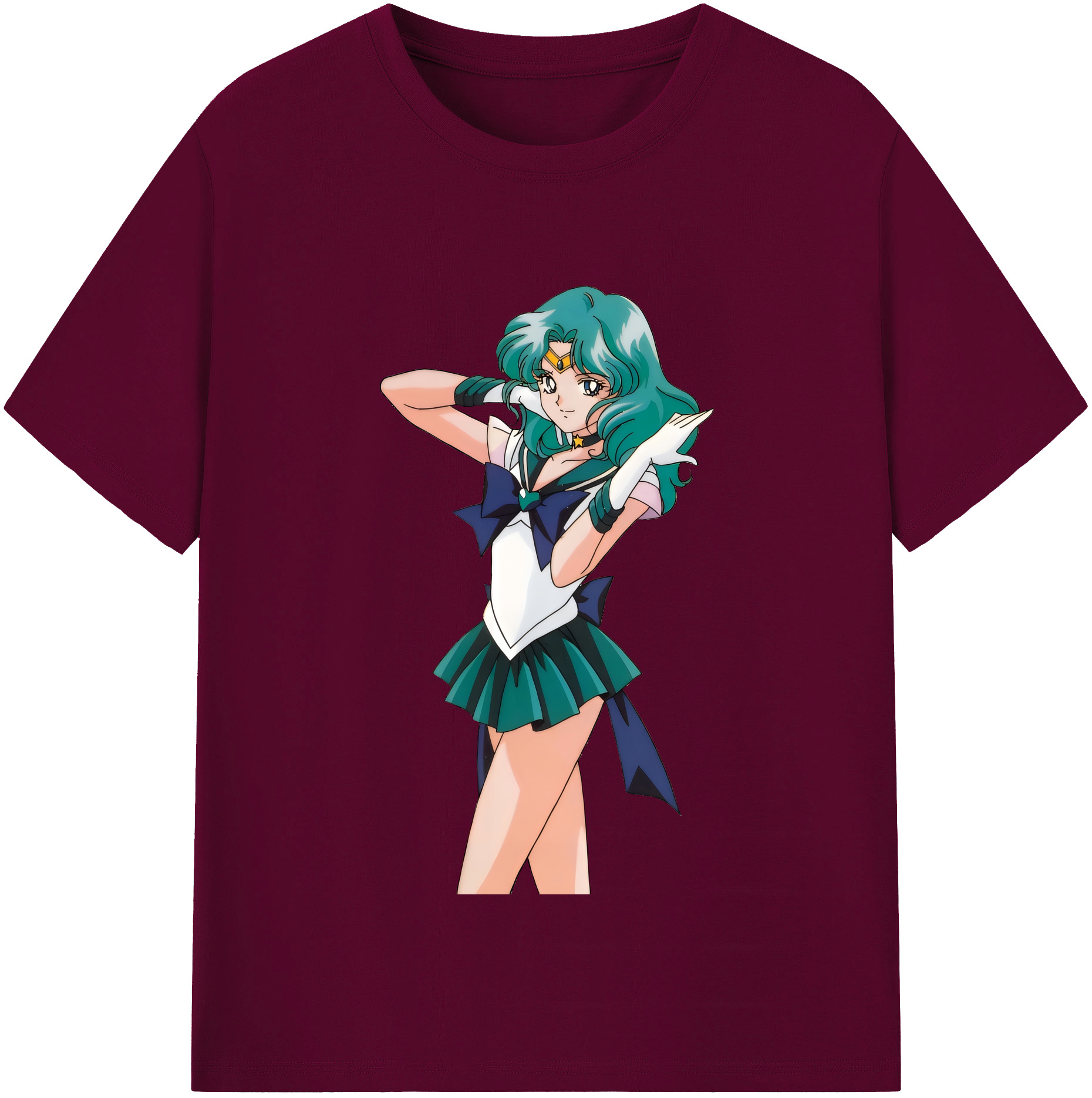 （画像用） 美少女戦士セーラームーン 海王 みちる（かいおう みちる） Sailor Moon Kaiou Michiru レディースカジュアルプリントTシャツ（綿100％）